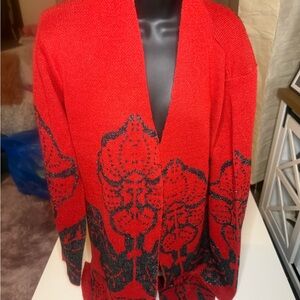 Carolyn Taylor Red and Black Patterned Women's Jacket size XL